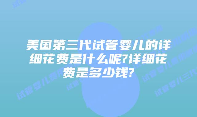 美国第三代试管婴儿的详细花费是什么呢?详细花费是多少钱?