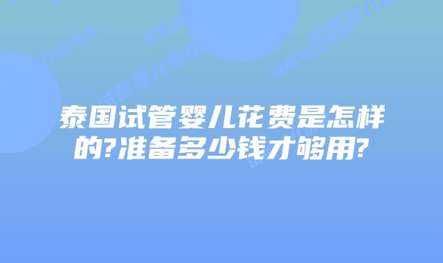 泰国试管婴儿花费是怎样的?准备多少钱才够用?