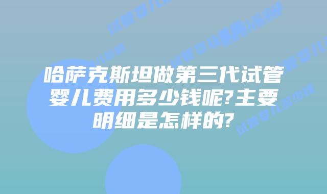 哈萨克斯坦做第三代试管婴儿费用多少钱呢?主要明细是怎样的?