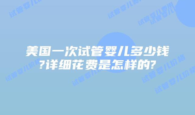 美国一次试管婴儿多少钱?详细花费是怎样的?