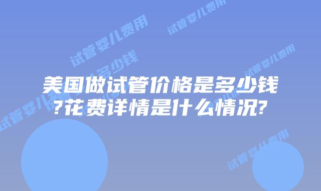 美国做试管价格是多少钱?花费详情是什么情况?