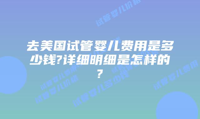 去美国试管婴儿费用是多少钱?详细明细是怎样的?
