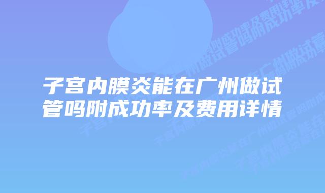 子宫内膜炎能在广州做试管吗附成功率及费用详情
