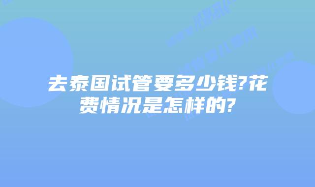 去泰国试管要多少钱?花费情况是怎样的?