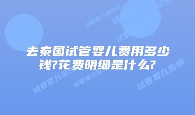 去泰国试管婴儿费用多少钱?花费明细是什么?