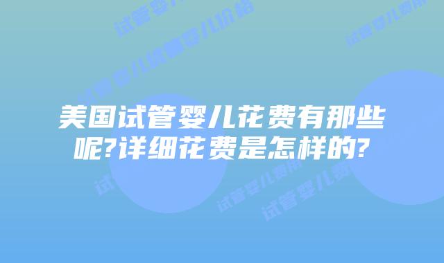 美国试管婴儿花费有那些呢?详细花费是怎样的?