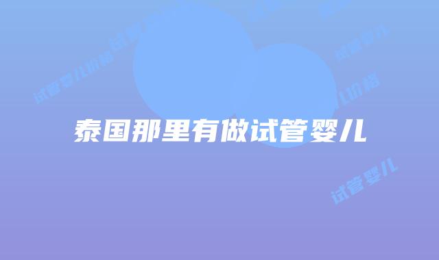 泰国那里有做试管婴儿