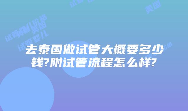去泰国做试管大概要多少钱?附试管流程怎么样?