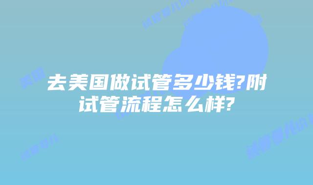 去美国做试管多少钱?附试管流程怎么样?