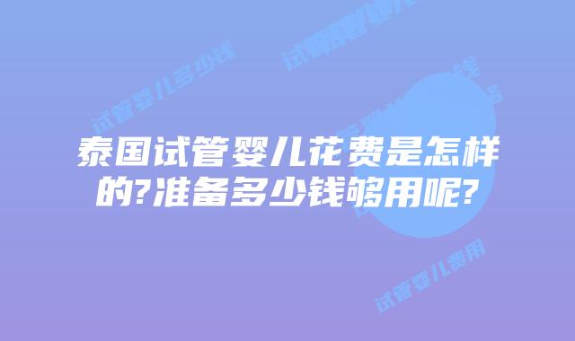 泰国试管婴儿花费是怎样的?准备多少钱够用呢?