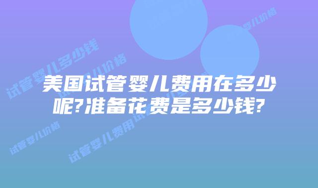 美国试管婴儿费用在多少呢?准备花费是多少钱?