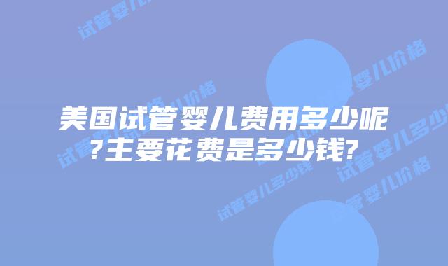 美国试管婴儿费用多少呢?主要花费是多少钱?