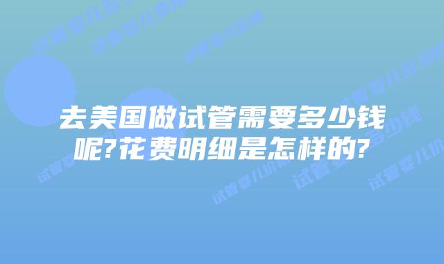 去美国做试管需要多少钱呢?花费明细是怎样的?