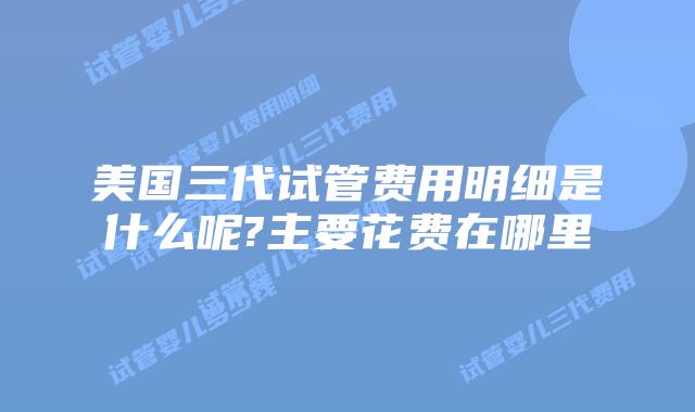 美国三代试管费用明细是什么呢?主要花费在哪里