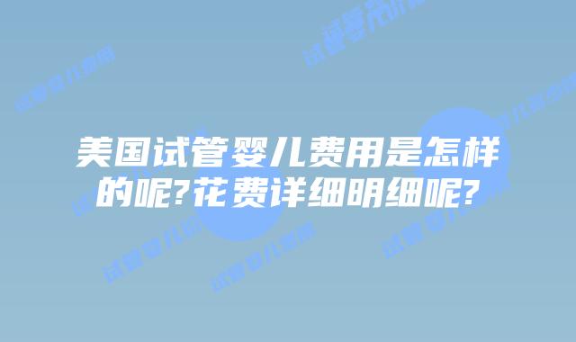 美国试管婴儿费用是怎样的呢?花费详细明细呢?