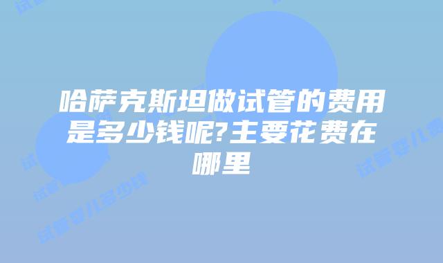 哈萨克斯坦做试管的费用是多少钱呢?主要花费在哪里