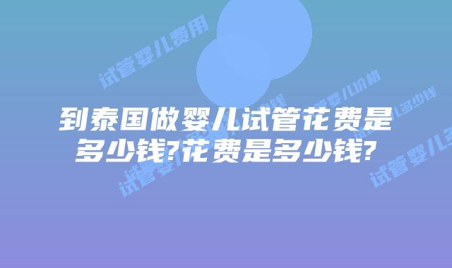 到泰国做婴儿试管花费是多少钱?花费是多少钱?