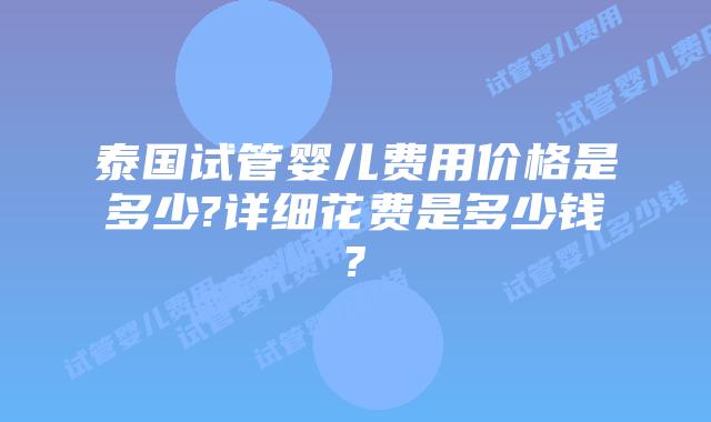 泰国试管婴儿费用价格是多少?详细花费是多少钱?