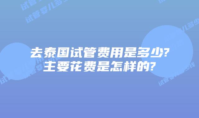 去泰国试管费用是多少?主要花费是怎样的?