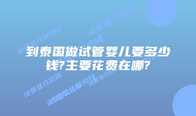 到泰国做试管婴儿要多少钱?主要花费在哪?
