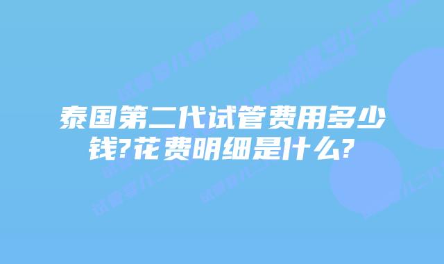 泰国第二代试管费用多少钱?花费明细是什么?