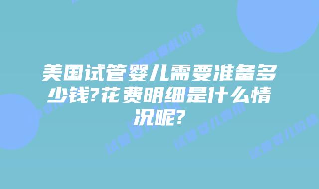 美国试管婴儿需要准备多少钱?花费明细是什么情况呢?