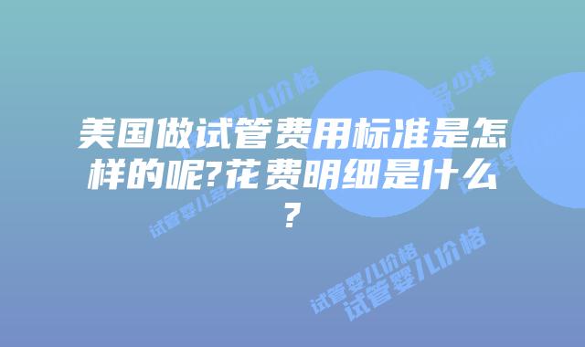 美国做试管费用标准是怎样的呢?花费明细是什么?