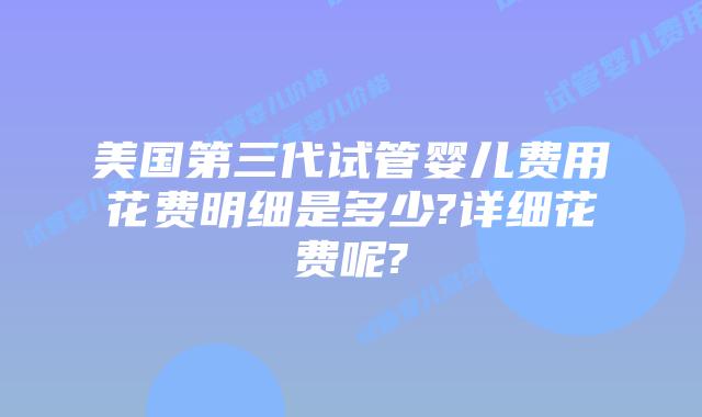 美国第三代试管婴儿费用花费明细是多少?详细花费呢?