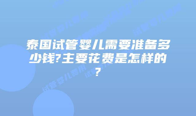 泰国试管婴儿需要准备多少钱?主要花费是怎样的?