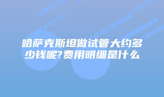 哈萨克斯坦做试管大约多少钱呢?费用明细是什么