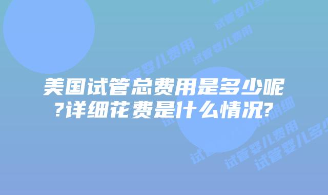美国试管总费用是多少呢?详细花费是什么情况?