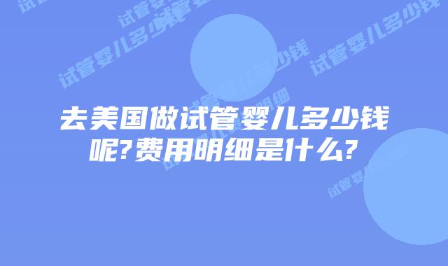 去美国做试管婴儿多少钱呢?费用明细是什么?