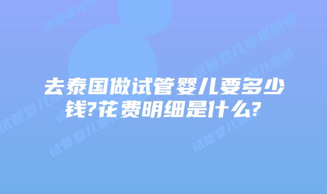 去泰国做试管婴儿要多少钱?花费明细是什么?