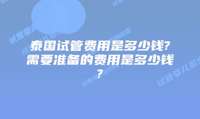 泰国试管费用是多少钱?需要准备的费用是多少钱?
