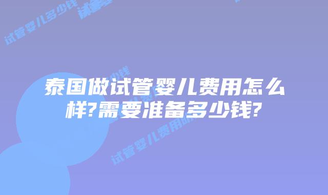 泰国做试管婴儿费用怎么样?需要准备多少钱?