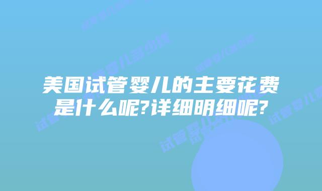 美国试管婴儿的主要花费是什么呢?详细明细呢?
