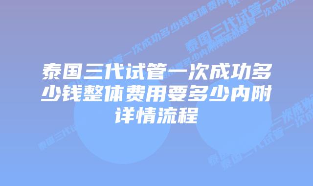 泰国三代试管一次成功多少钱整体费用要多少内附详情流程