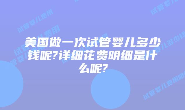 美国做一次试管婴儿多少钱呢?详细花费明细是什么呢?