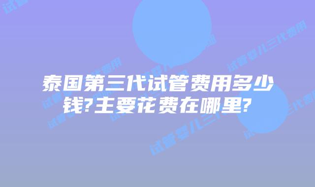 泰国第三代试管费用多少钱?主要花费在哪里?