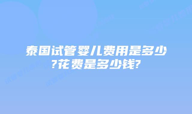 泰国试管婴儿费用是多少?花费是多少钱?