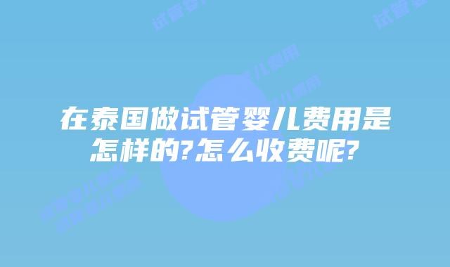 在泰国做试管婴儿费用是怎样的?怎么收费呢?