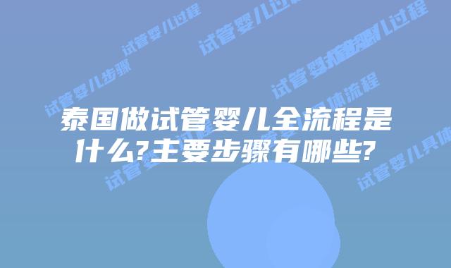 泰国做试管婴儿全流程是什么?主要步骤有哪些?