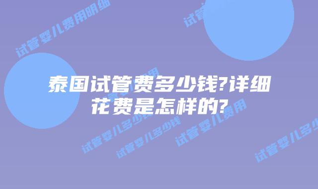 泰国试管费多少钱?详细花费是怎样的?