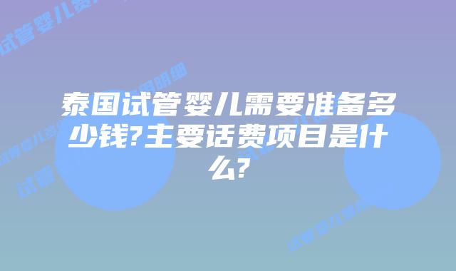泰国试管婴儿需要准备多少钱?主要话费项目是什么?