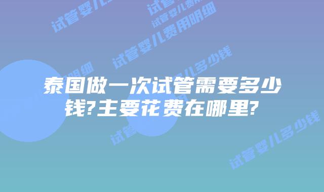 泰国做一次试管需要多少钱?主要花费在哪里?