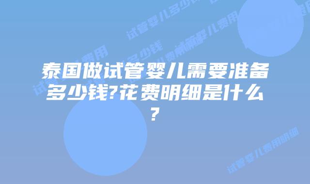 泰国做试管婴儿需要准备多少钱?花费明细是什么?