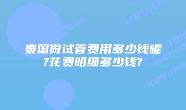 泰国做试管费用多少钱呢?花费明细多少钱?
