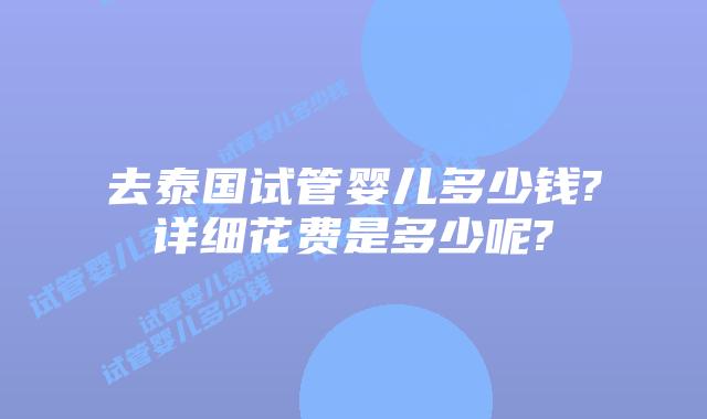 去泰国试管婴儿多少钱?详细花费是多少呢?