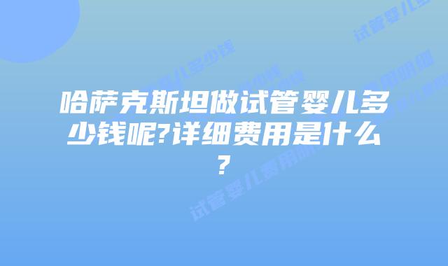 哈萨克斯坦做试管婴儿多少钱呢?详细费用是什么?