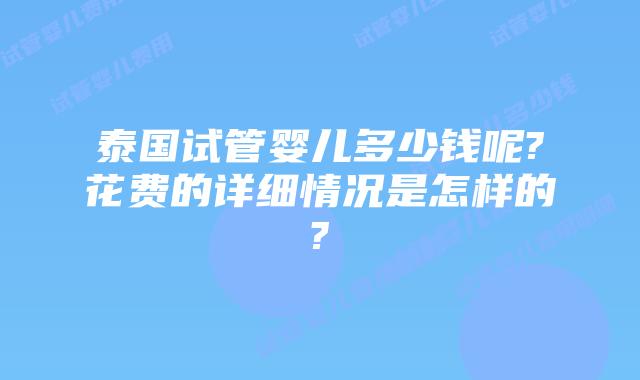 泰国试管婴儿多少钱呢?花费的详细情况是怎样的?